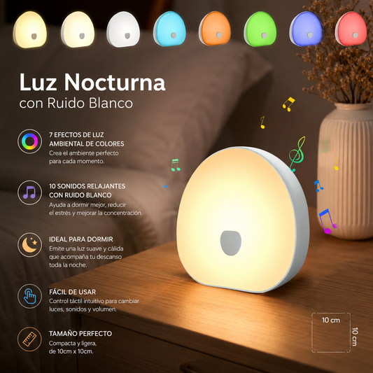 DreamAura™ | Luz Nocturna Inteligente con Ruido Blanco
